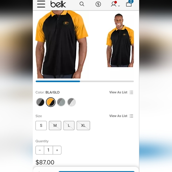 Antigua Grambling State Black and Gold Polo Shirt Size L - Picture 8 of 8